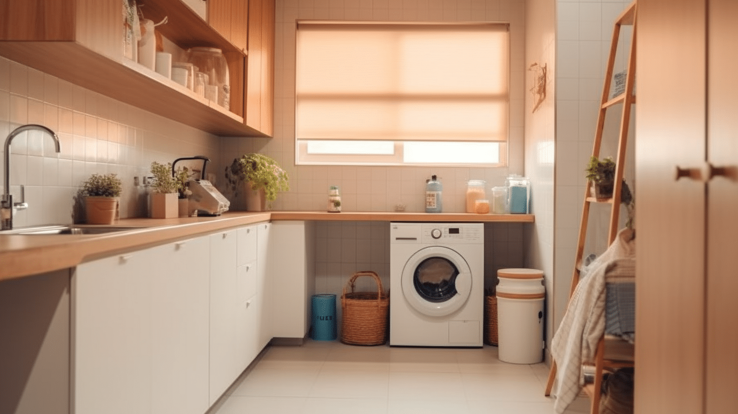 cozinha pequena com lavanderia